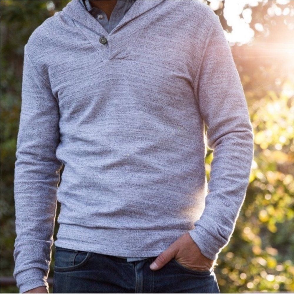 Marine Layer Knox Gray Hooded Shawlneck Pullover Sweater Size Small
